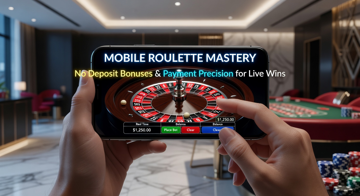 Smartphone mit Live-Roulette-Tisch und No-Deposit-Bonus-Angebot auf dem Bildschirm, das mobile Gaming-Sessions illustriert