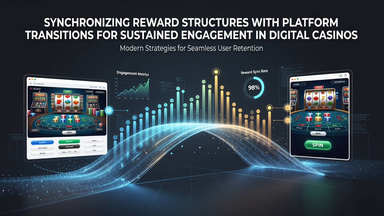 Darstellung von Plattformwechseln zwischen mobilen und Desktop-Casino-Interfaces mit synchronisierten Belohnungselementen